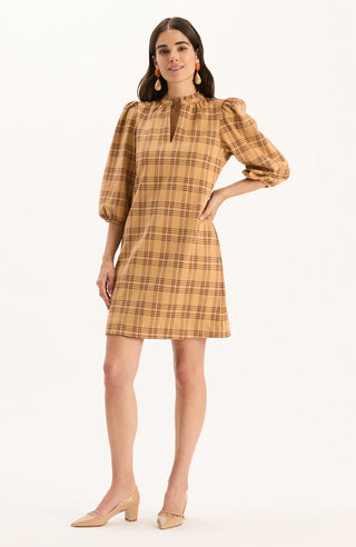 Sherri Knit Dress Golden Tawny Wheat Plaid