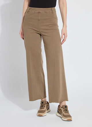 Erin Hi Waist Wide Leg Denim Antique Wash Smoked Olive