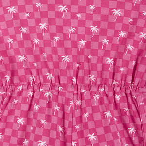Pink Palm Tree Print Romper
