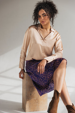Daria French Cuff Silk Blouse Champagne
