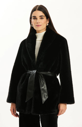 Evie Faux Fur Jacket Black