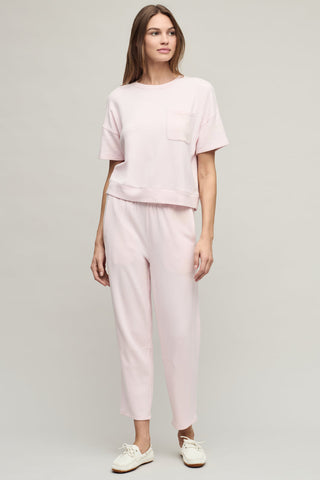 Brushed Fleece Short Sleeve Dropped Shoulder Pullover