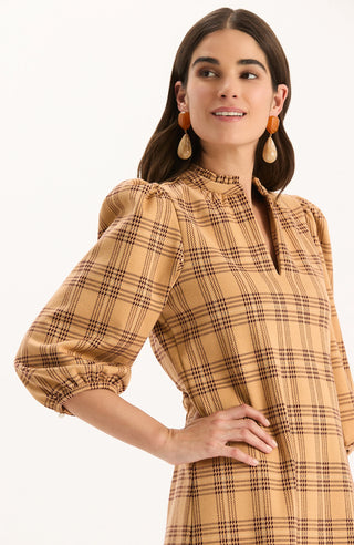 Sherri Knit Dress Golden Tawny Wheat Plaid