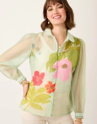 Brighid Blouse Seawall Blooms Seafoam