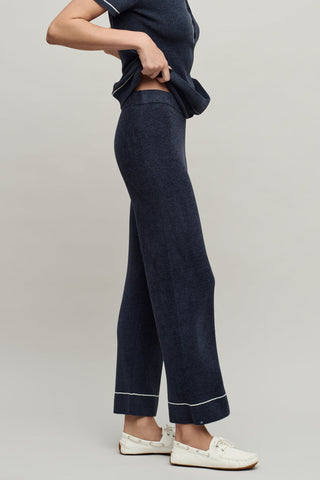 CozyChic Ultra Lite Contrast Stripe Rib Ankle Pant Indigo Pearl