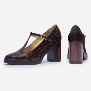 Noto T-Strap Mary Jane Pump Chocolate Wine