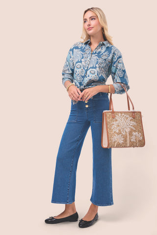Aida Relaxed Buttondown St. Augustine Bird Palm Blue