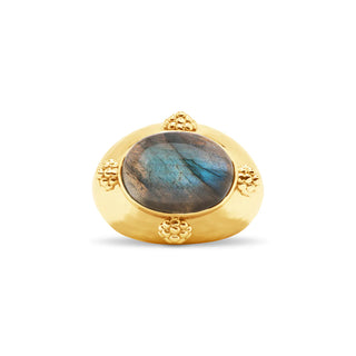 Cleopatra Oval Ring Gold/Blue Labradorite