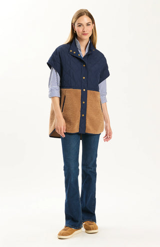 Cassidy Quilted Shearling Vest Iced Coffee