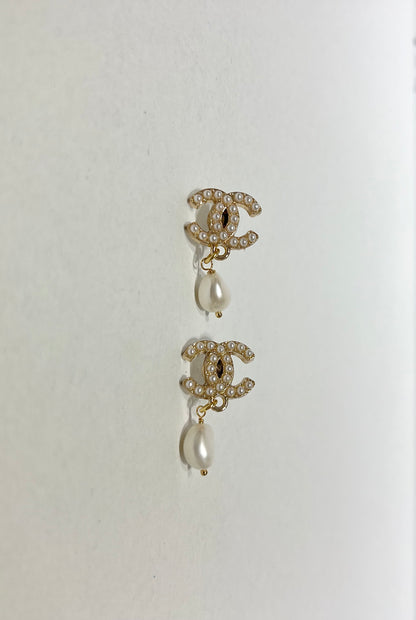 Chanel Gold Freshwater Pearl Earrings