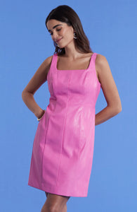 Pamela Vegan Leather Dress Cheeky Pink