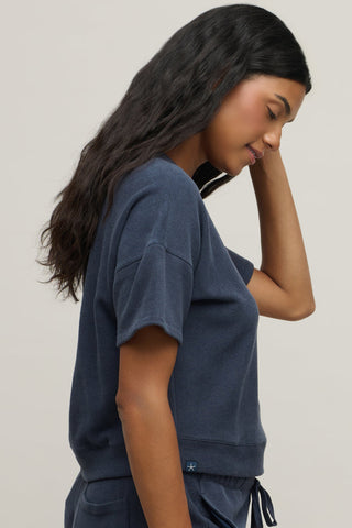 Brushed Fleece Short Sleeve Dropped Shoulder Pullover