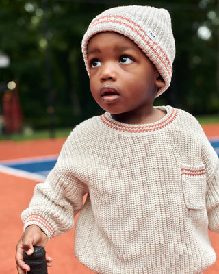 Boxy Sweater Chunky Tennis Ecru Terracotta