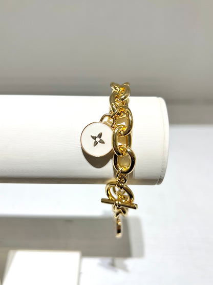 Louis Vuitton White and Pink Charm Toggle Bracelet