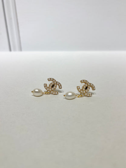 Chanel Gold Freshwater Pearl Earrings