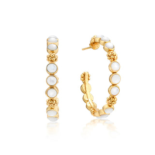 Berry Gem Medium Hoop Earrings MOP