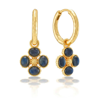 Berry Clover Hoop Earrings W/Double Sided Charm Blue Labradorite