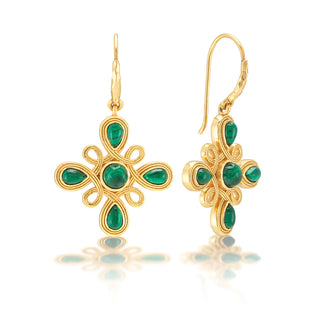 Monique Gem Dangle Earrings-Malachite