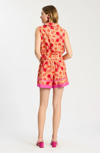 Randi Linen Mosaic Border Romper