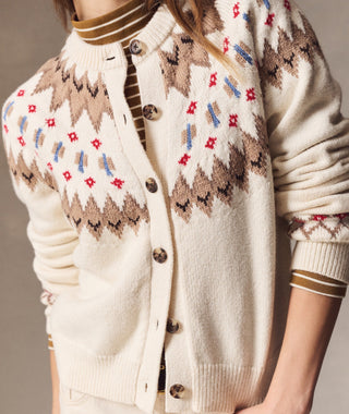 Fiorella Fair Isle Cardigan Ivory