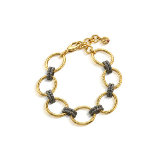 Cleopatra Grande Link Bracelet 7”x1.5” Gold/Midnight