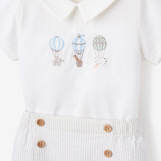 Up & Away Embroidered Bodysuit & Seersucker Short Set Dreamscape