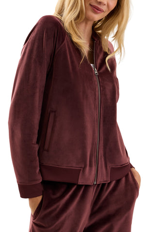 Velvet Bomber Jacket Deep Garnet