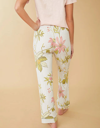 Pajama Pant Floral Vine Stripe Blue