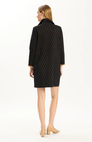 Helena Knit Abstract Dress Navy/Wine/Ice