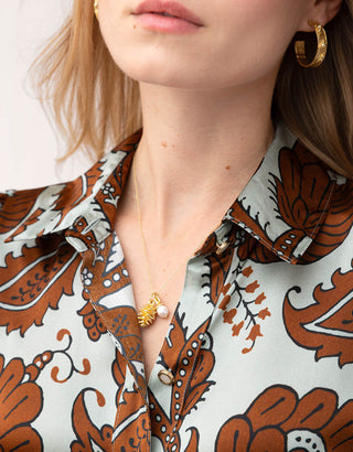 Aliya Silk Blouse Tabby Vine Sea Foam