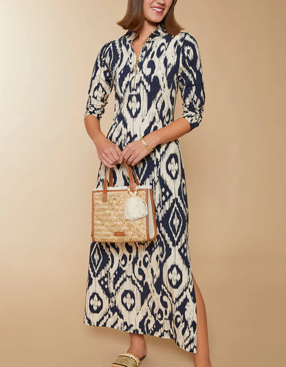 Nora Half-Zip Midi Dress Bascom Ikat