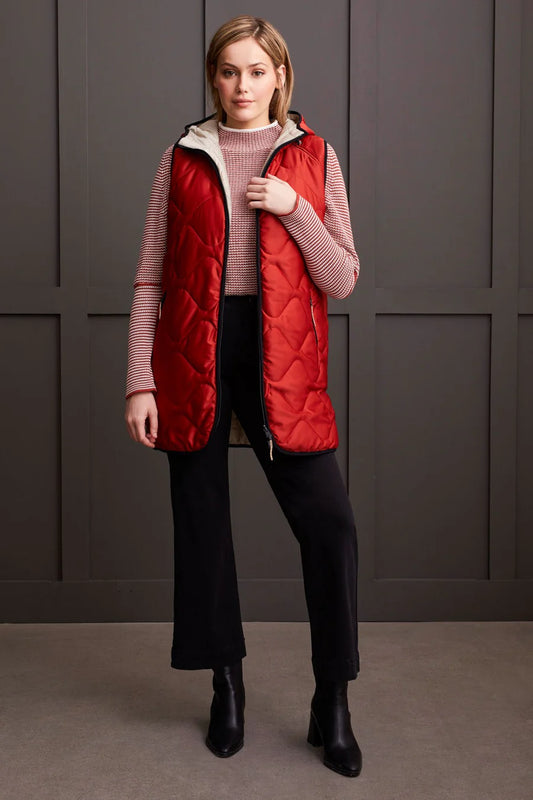 Reversible Hooded Puffer Vest Mahogany