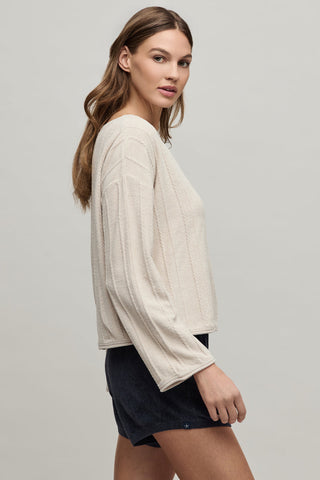 CozyChic Ultra Lite Rope Stripe Boatneck Pullover