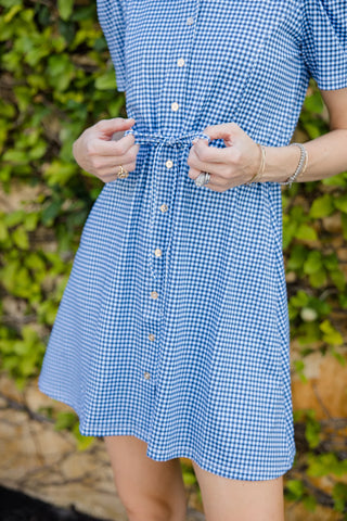 London Dress Navy Gingham