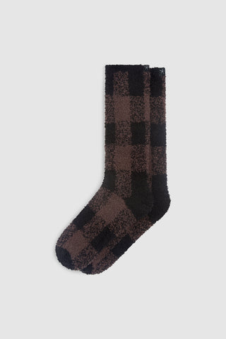 CozyChic Buffalo Plaid Socks Umber Multi