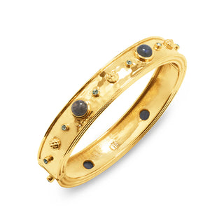 Cleopatra Hinged Bangle Gold/Blue Labradorite