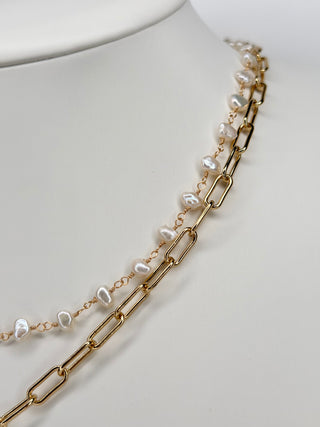Layered Necklace Gold & Pearl // PRE-ORDER