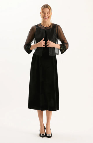 Elise Feather Trim Topper Black