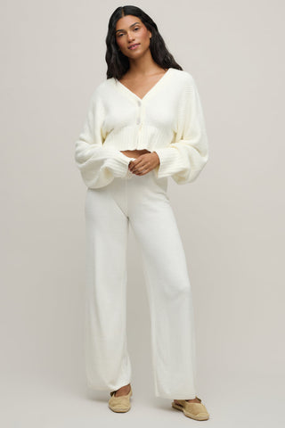 CozyChic Lite Cotton Ribbed Button Front Cardigan Pearl