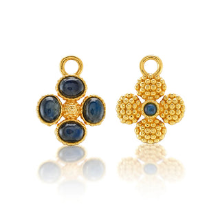 Berry Clover Hoop Earrings W/Double Sided Charm Blue Labradorite