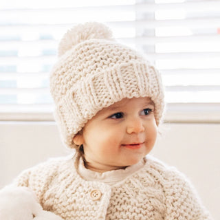 Natural Garter Stitch Beanie Hat