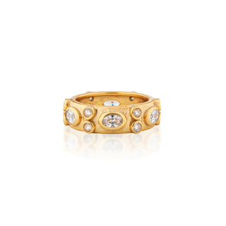 Maharani Hammered Ring Clear Cubic Zirconia