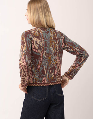 Francesca Jacquard Cardigan Tabby Paisley Bordeaux