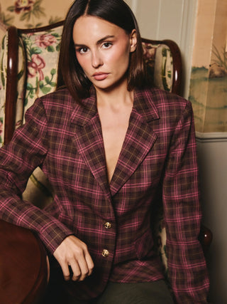 Kaye Blazer Jacket Mocha Plaid