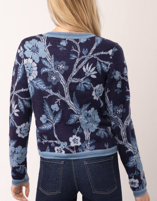 Francesca Jacquard Cardigan Japonica Floral Navy