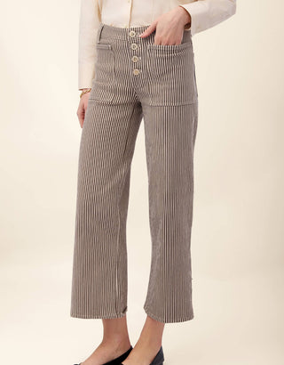 Blanche Wide Leg Jean Black Coffee Stripe