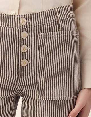 Blanche Wide Leg Jean Black Coffee Stripe