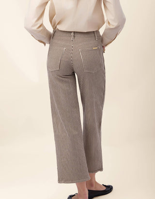 Blanche Wide Leg Jean Black Coffee Stripe
