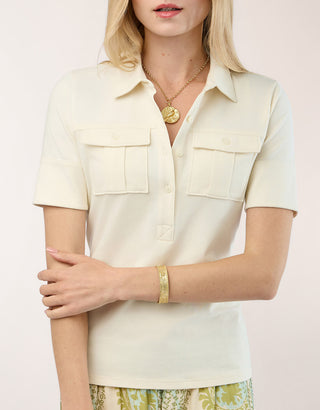 Kacey Polo Top Antique White