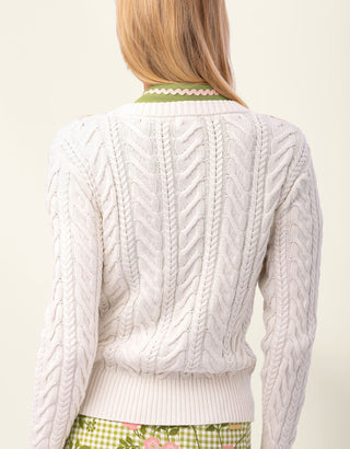Kori Varsity Sweater Pearl White